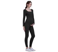 Gowjog Combinaison de Grossesse avec Legging Body de Grossesse | À Manches Longues, Col Carré, Extensible, Combinaison Sport Femme, Yoga, Tenue de Maison