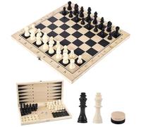 Gowkeey Jeu d'Échecs en Bois 3 en 1 - Échecs, Dames, Backgammon (29x29 cm) | Ensemble Pliable et Portable d'Échiquier, Idéal pour Enfants et Adultes Lors de Fêtes et Voyages