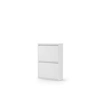 gowoll Armoire à chaussures, étroite, haute, en métal, avec couvercle magnétique, montage mural, étroit, 2 abattants, blanc