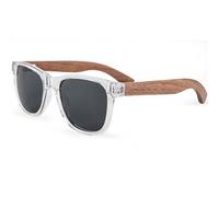 GOWOOD Lunettes de Soleil en Bois Hommes et Femmes | Lunettes de Soleil Polarisées Homme UV400 | Lunette Bois Homme Qualité Supérieure | Cadre Acétate Transparent et Branches en Noyer (Lentilles Noir)