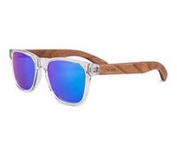GOWOOD Lunettes de Soleil en Bois Hommes et Femmes | Lunettes de Soleil Polarisées Homme UV400 | Lunette Bois Homme Qualité Supérieure | Cadre Acétate Transparent et Branches en Noyer (Lentilles Bleu)