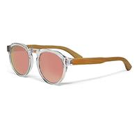 GOWOOD Lunettes de Soleil Panto Ronde en Bois Hommes et Femmes | Lunettes de Soleil Polarisées UV400 | Lunette Bois Homme Qualité Supérieure | Cadre en Acétate Clair et Branches en Bambou
