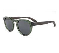GOWOOD Lunettes de Soleil Panto Ronde en Bois Hommes et Femmes | Lunettes de Soleil Polarisées UV400 | Lunette Bois Homme Qualité Supérieure | Cadre en Acétate Vert et Branches en Bois d'ébène
