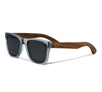GOWOOD Lunettes de Soleil Pour Hommes et Femmes | Acétate Gris Transparente avec Branches en Bois de Noyer | Polarisées UV400 Cat3 CE (noir)