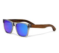 GOWOOD Lunettes de Soleil Pour Hommes et Femmes | Acétate Gris Transparente avec Branches en Bois de Noyer | Polarisées UV400 Cat3 CE (bleu)