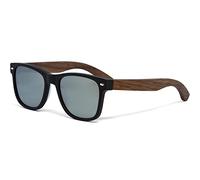 GOWOOD Lunettes de Soleil Pour Hommes et Femmes | Acétate Noire avec Branches en Bois de Noyer | Polarisées UV400 Cat3 CE (argent)