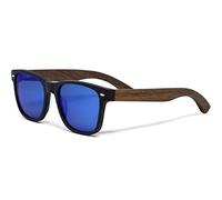 GOWOOD Lunettes de Soleil Pour Hommes et Femmes | Acétate Noire avec Branches en Bois de Noyer | Polarisées UV400 Cat3 CE (bleu)