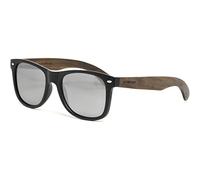 GOWOOD Lunettes de Soleil Pour Hommes et Femmes | Acétate Noire avec Branches en Bois d'Ébène | Polarisées UV400 Cat3 CE (argent)
