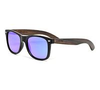 GOWOOD Lunettes de Soleil Pour Hommes et Femmes | Acétate Noire avec Branches en Bois d'Ébène | Polarisées UV400 Cat3 CE (bleu)