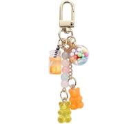 Gowxs Porte-clés en résine jaune mignon en forme d'ourson en résine, couleur bonbon, pendentif d'ours animal, porte-clés, porte-clés de voiture, pendentif de sac, bijoux, cadeau, jaune, 1