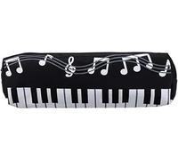 Gowxs Trousse à crayons carrée en tissu Oxford noir à une seule couche avec notes de musique et clavier de piano - Porte-crayons et porte-stylos - Grande capacité - Fournitures de bureau, Noir ,