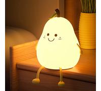 GOXAEEE Adorable veilleuse en forme de fruit/animaux pour bébé garçon fille, lampe de table mini avec chargement USB, décoration de chambre, cadeau de veilleuse, poire