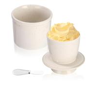 Goxiry Beurrier à Eau Beurrier Ceramique avec Couvercle Baratte a Beurre Frais avec Couteau à Beurre pour Conserver le Beurre Frais et Prêt à Être Consommé