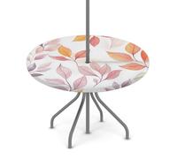 Goxnero Nappe ronde à motif de feuilles colorées d'automne avec trou de parapluie et fermeture éclair, nappe ronde imperméable pour fête, pique-nique, terrasse (convient pour table de 91,4 à 111,8 cm)
