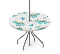 Goxnero Nappe ronde imperméable à motif dinosaure bleu avec trou de parapluie et fermeture éclair, nappe ronde imperméable pour fête, pique-nique, terrasse (convient pour table de 91,4 à 111,8 cm)