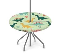 Goxnero Nappe ronde imperméable à motif empreinte de dinosaure avec trou de parapluie et fermeture éclair, nappe ronde imperméable pour fête, pique-nique, terrasse (convient pour table de 91,4 à 111,8