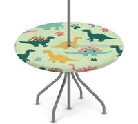 Goxnero Nappe ronde imperméable à motif empreinte de dinosaure avec trou de parapluie et fermeture éclair, nappe ronde imperméable pour fête, pique-nique, terrasse (convient pour table de 114 à 142 cm