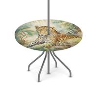 Goxnero Nappe ronde imperméable avec trou de parapluie et fermeture éclair, motif léopard tropical, aquarelle, pour fête, pique-nique, terrasse (convient pour table de 91,4 à 111,8 cm)