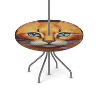 Goxnero Nappe ronde motif chat abstrait Nimal avec trou de parapluie et fermeture éclair, facile à nettoyer, nappe imperméable pour fête, pique-nique, terrasse (convient pour table de 91,4 à 111,8 cm)