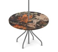 Goxnero Nappe ronde vintage motif feuilles d'automne camouflage avec trou de parapluie et fermeture éclair, nappe ronde imperméable pour fête, pique-nique, terrasse (convient pour table de 91,4 à