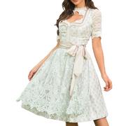 Goxozzy GoxozzyTraditionnelle Dirndl pour Femme, Dirndl Femme Oktoberfest,Robes Longues Traditionnelles pour Dames (FR/ES, Numérique, 38, Taille Normale, Taille Normale, 60CM, Blanc)