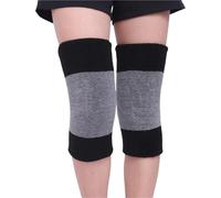 GOXQIT 1 Paire Femmes Hommes Hiver genouillères Manches Jambe épaissir Legging Bas Chaud Thermique Ski Cyclisme genouillère pour Chaudes(Black and Grey)