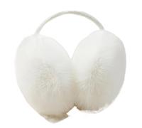 GOXQIT 2 pièces femmes hiver cache-oreilles moelleux en peluche oreille couleurs unies mignon plus chaud doux confortable décontracté oreillettes doit fournitures pour Chaleur(White)