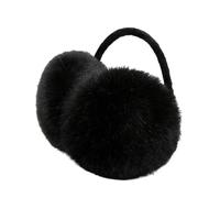 GOXQIT 2 pièces femmes hiver cache-oreilles moelleux en peluche oreille couleurs unies mignon plus chaud doux confortable décontracté oreillettes doit fournitures pour Chaleur(Black)