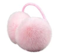 GOXQIT 2 pièces femmes hiver cache-oreilles moelleux en peluche oreille couleurs unies mignon plus chaud doux confortable décontracté oreillettes doit fournitures pour Chaleur(Pink)