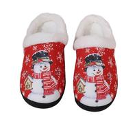 GOXQIT Christmas Cotton Slippers Women Mix Color Anti Slip Plush Slides Woman Indoor Comfort Warm Mujer pour Maison(Red,38-39)