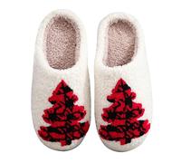 GOXQIT Christmas Tree Cotton Slippers House Flat Floor Soft Slides Breathable Bedroom for Indoor for Women Men pour Maison(40 41)