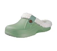 GOXQIT Classic Fur Lined Clogs for Women Waterproof Winter Fuzzy Slippers Mens Cotton Shoes for Indoor and Outdoor Rubber Soles pour Maison(Green,39-40)