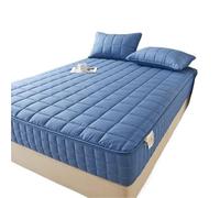 GOXQIT Drap-Housse épais à 6 côtés avec Fermeture éclair et protège-Matelas matelassé (sans taie d'oreiller) pour Matelas(Dark Blue,150x200x10cm 1pcs)