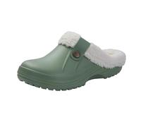 GOXQIT Men Cotton Slippers Winter Women Short Plush Casual Waterproof Garden Shoes Fur Furry pour Maison(Green,35-36(8.6-8.8 inch))