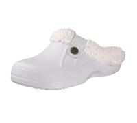 GOXQIT Men Cotton Slippers Winter Women Short Plush Casual Waterproof Garden Shoes Fur Furry pour Maison(White,40-41(9.6-9.8 inch))