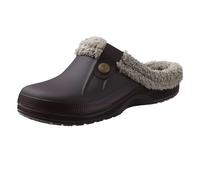 GOXQIT Men Cotton Slippers Winter Women Short Plush Casual Waterproof Garden Shoes Fur Furry pour Maison(Brown,40-41(9.6-9.8 inch))