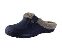 GOXQIT Men Cotton Slippers Winter Women Short Plush Casual Waterproof Garden Shoes Fur Furry pour Maison(Blue,35-36(8.6-8.8 inch))