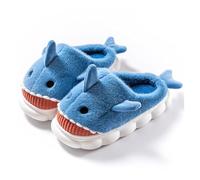 GOXQIT Pantoufles duveteuses for Femmes, Chaussures Plates d'intérieur de créateur, Mules d'hiver à Plateforme en Fourrure Douce et Chaude pour Maison(Deep Blue,44-45)