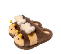 GOXQIT Pantoufles fourrées Little Bee for Femmes en Automne, parfaites for l'extérieur comme for la Maison, Chaussures for pour Maison(Yellow,40-41)