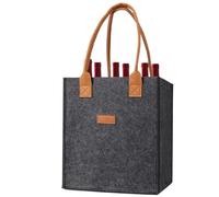 GOXQIT Sac à Vin Sac à vin réutilisable en Feutre 6 Compartiments Sac fourre-Tout for Bouteille de vin Support de Verre à vin en Feutre Sac Porte-bière réutilisable for Pique-Nique Fête Voyage