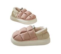 GOXQIT Winter Fur Shoes for Women Outdoor Waterproof House for Men with Padded Indoor Fluffy Cotton Slippers pour Maison(D-Pink,40-41(9.6-9.8 inch))