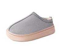 GOXQIT Women's Cotton Shoes with Winter Plush Thickened Large Size Cold Resistant Warm Versatile Comfortable pour Maison(DZ-GM-602 Grey,42-43)