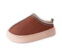 GOXQIT Women's Cotton Shoes with Winter Plush Thickened Large Size Cold Resistant Warm Versatile Comfortable pour Maison(DZ-GM-602 Brown,42-43)