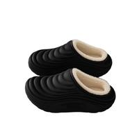 GOXQIT Women's Cotton Slippers with for Winter Warmth, Waterproof and Anti Slip Toe Cover, Home Couple pour Maison(Black,40-41)