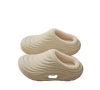 GOXQIT Women's Cotton Slippers with for Winter Warmth, Waterproof and Anti Slip Toe Cover, Home Couple pour Maison(White,38-39)