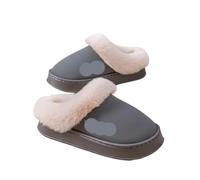 GOXQIT Women's Plush Cotton Slippers Autumn and Winter Models, Indoor Non-Slip Thick-Soled Warm Snow pour Maison(Gray,36-37)