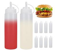 GOYADA 10 Pcs Bouteille à Sauce Plastique, Bouteilles Condiments 500 ML/16 oz avec Échelle, Flacon Plastique à Sauce avec Bouchon, Squeeze Bottle pour Sauce, Moutarde, Presser et sans BPA