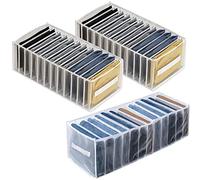 GOYADA 3 Pcs Boîte de Rangement pour Jeans, Organisateur de Tiroir Vetements en Nylon, Boîtes de Rangement Pliables avec Poignée pour Ranger T-Shirts, Jeans, Chemises, Pulls - 12 Compartiments