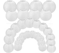 GOYADA 30 Pcs Lanternes en Papier Blanc 10cm, 15cm, 20cm, 25cm, 30cm, Lampions Blanc, Lanterne Decorative pour Mariages, Anniversaires, Fêtes et Événements