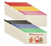 GOYADA 30 Pcs Trousse Tissu Zippée, Trousses de Maquillage en Toile, Trousse a Personnaliser pour École, Maquillage, Bureau 21 x 12 CM